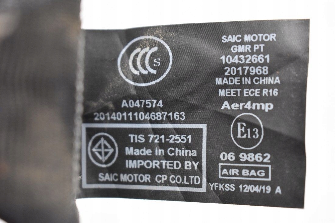 PAS BEZPIECZENSTWA PRAWY PRZOD MG ZS 17 Part number 10432661