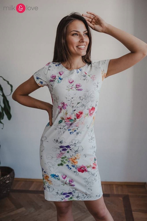 Šaty na kojení Milky Dress Milk&Love vzor s barevnými květy