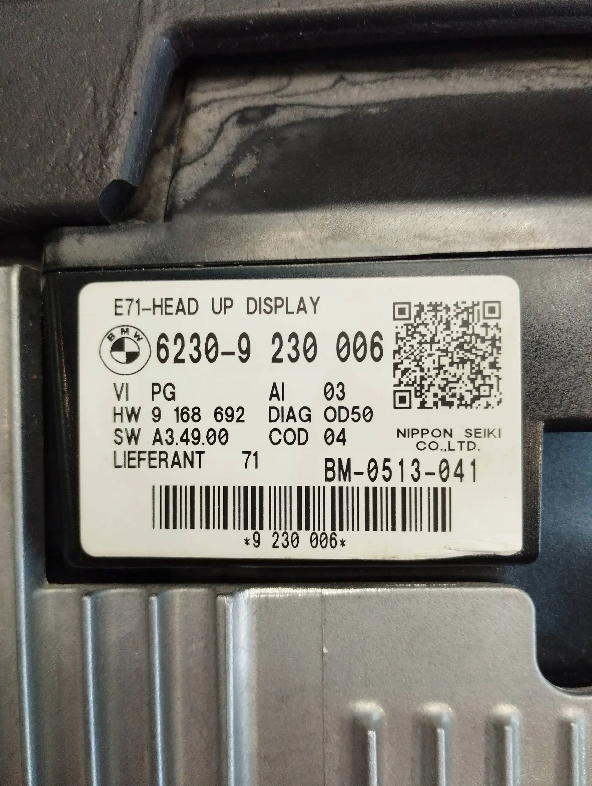 BMW X6 E71 display HEAD UP 9230006