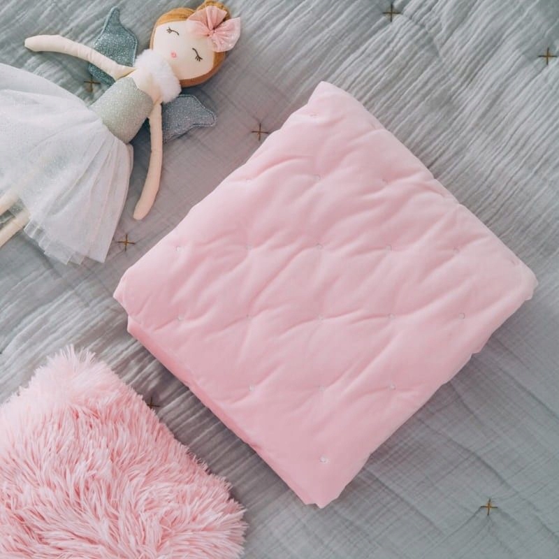 Bizzi Growin aksamitna kołderka Dutch Velvet Pink 120 x 100 cm Szerokość produktu 1 cm