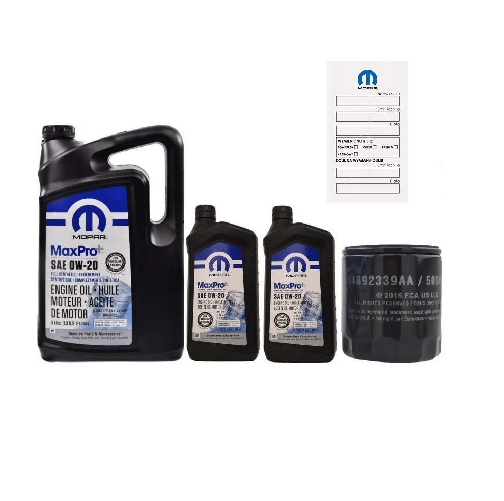 Mopar 0W20 7l Filtr Mo-339 Jeep Dodge Ram 5.7 v8 2022-