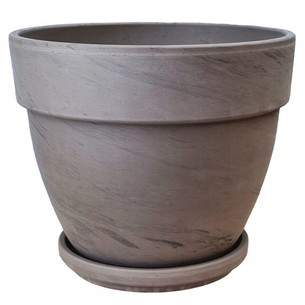 Doniczka gliniana Levante Bazalt 30cm Z Podstawką donica z terakoty