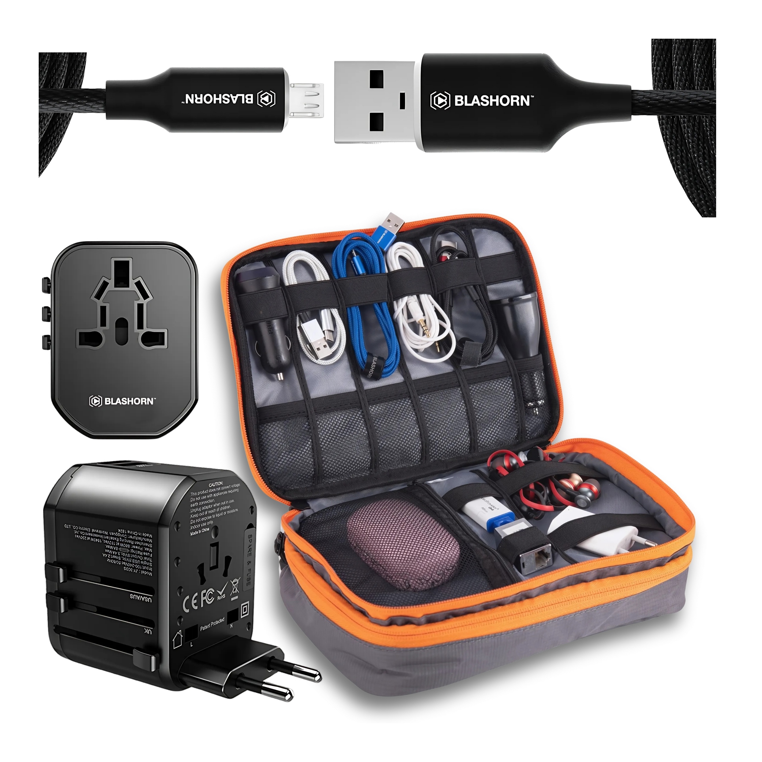 Sada Síťová nabíječka Univerzální Usb Organizér Kabel Micro Usb 1.8 m