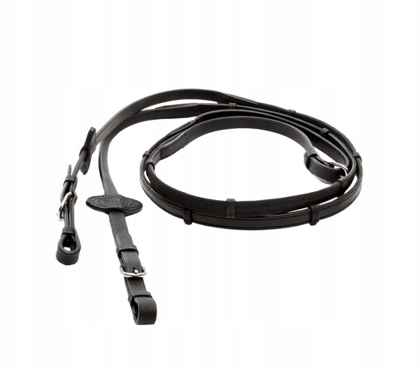 Wodze skórzano-gumowe Softgrip – Kavalkade czarne Full 140cm