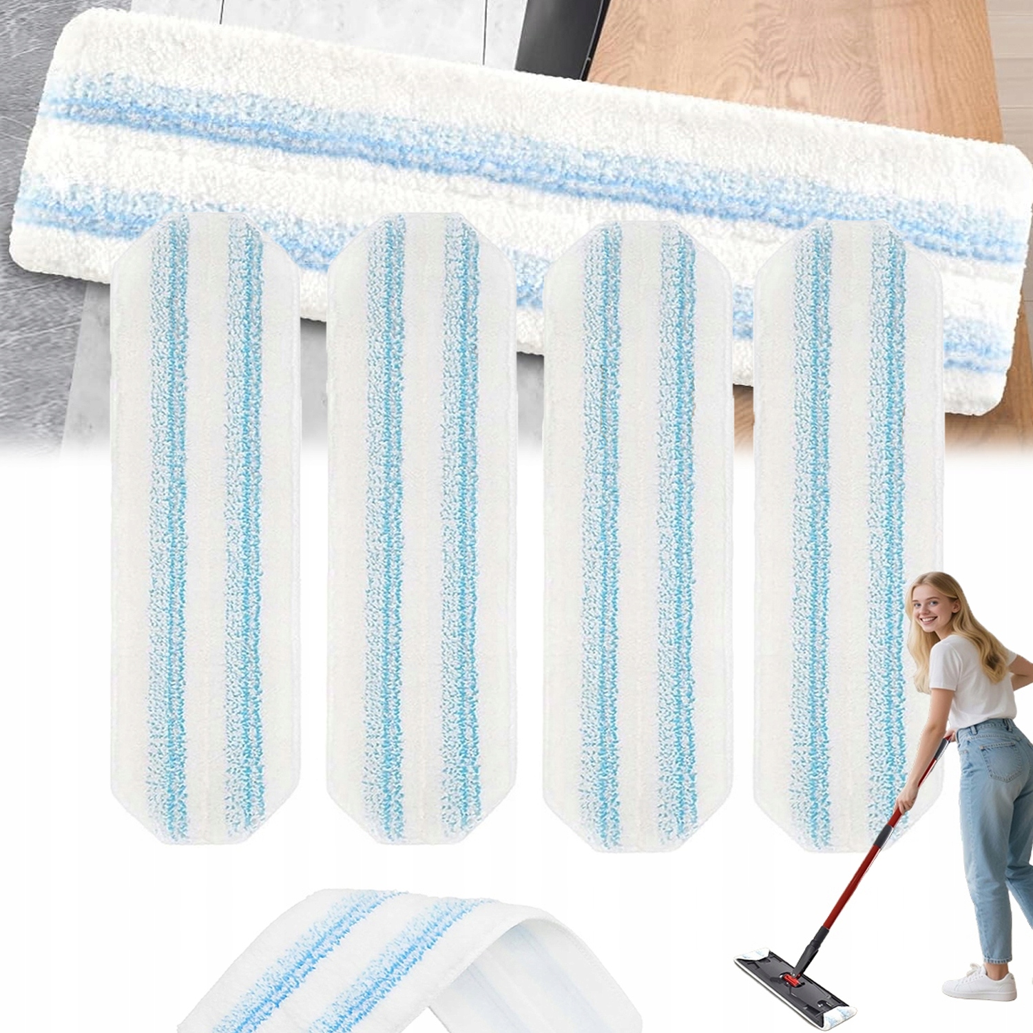 Levně 4 Kusy Utěrek Z Mikrovlákna Pro Plochý Mop Lze Prát A Znovu