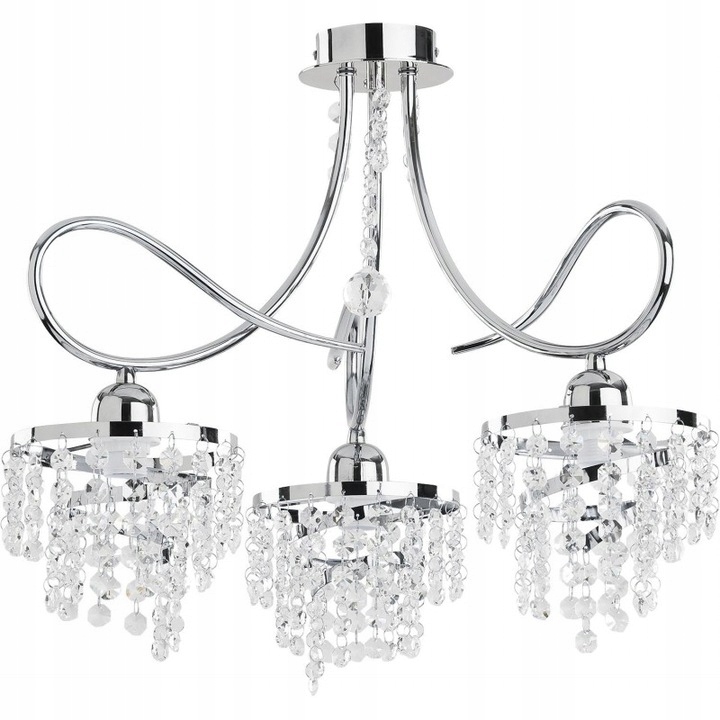 Lampa Kryštálový Luster Chróm Kolík S Kryštálikom 3xE27 Glamour do jedálne