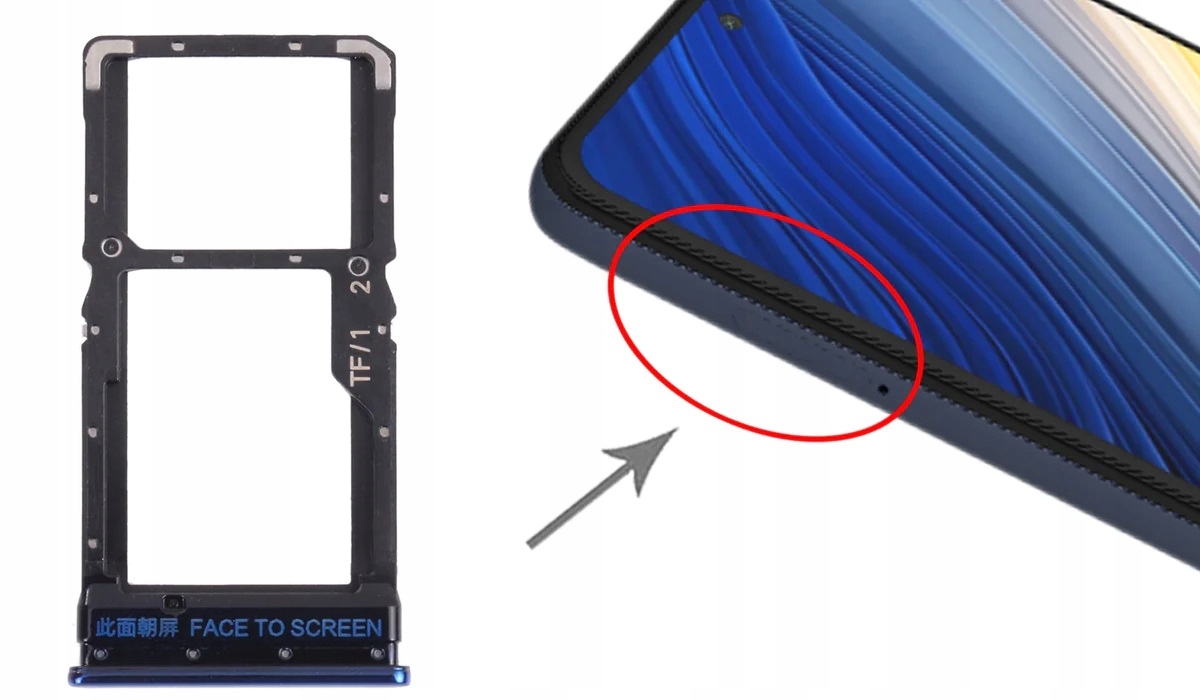 SZUFLADKA TACKA KARTY SIM MICROSD POCO X3 / PRO Pasuje do modelu POCO X3 / PRO