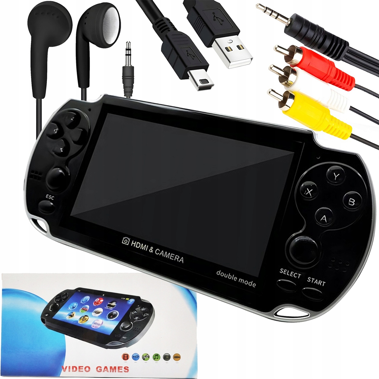 Mini Konsola Przenośna RETRO 1000 GIER POLSKIE MENU USB HDMI SD 5,1"