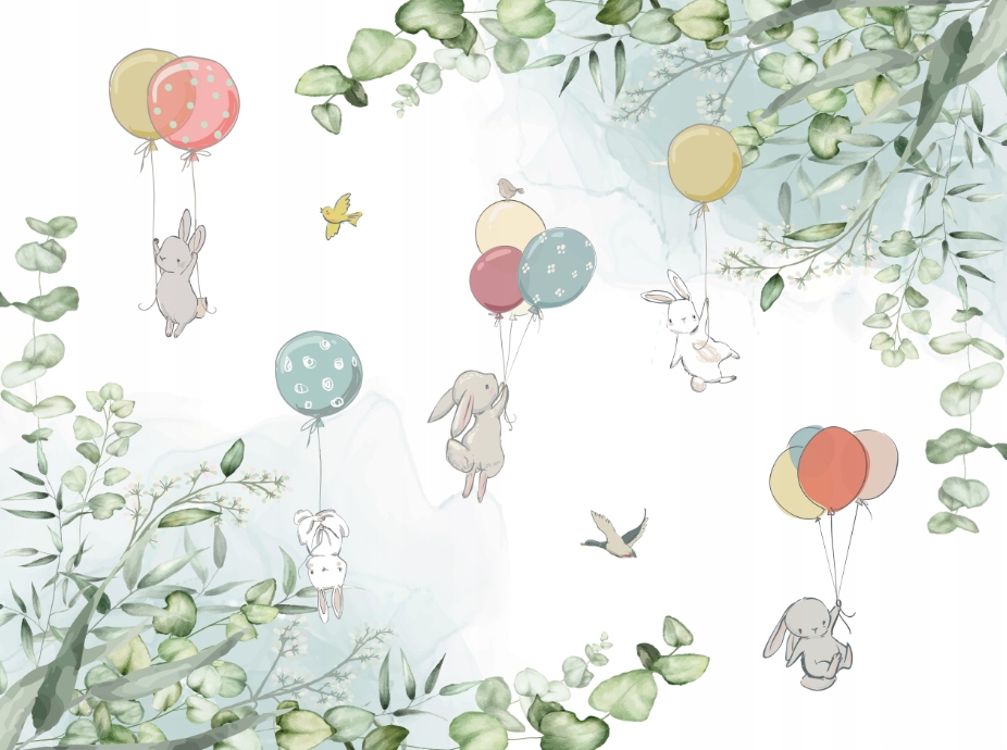 Fototapeta Zajačiky a balóniky pre deti 350 x 260 cm, štruktúra 350 g