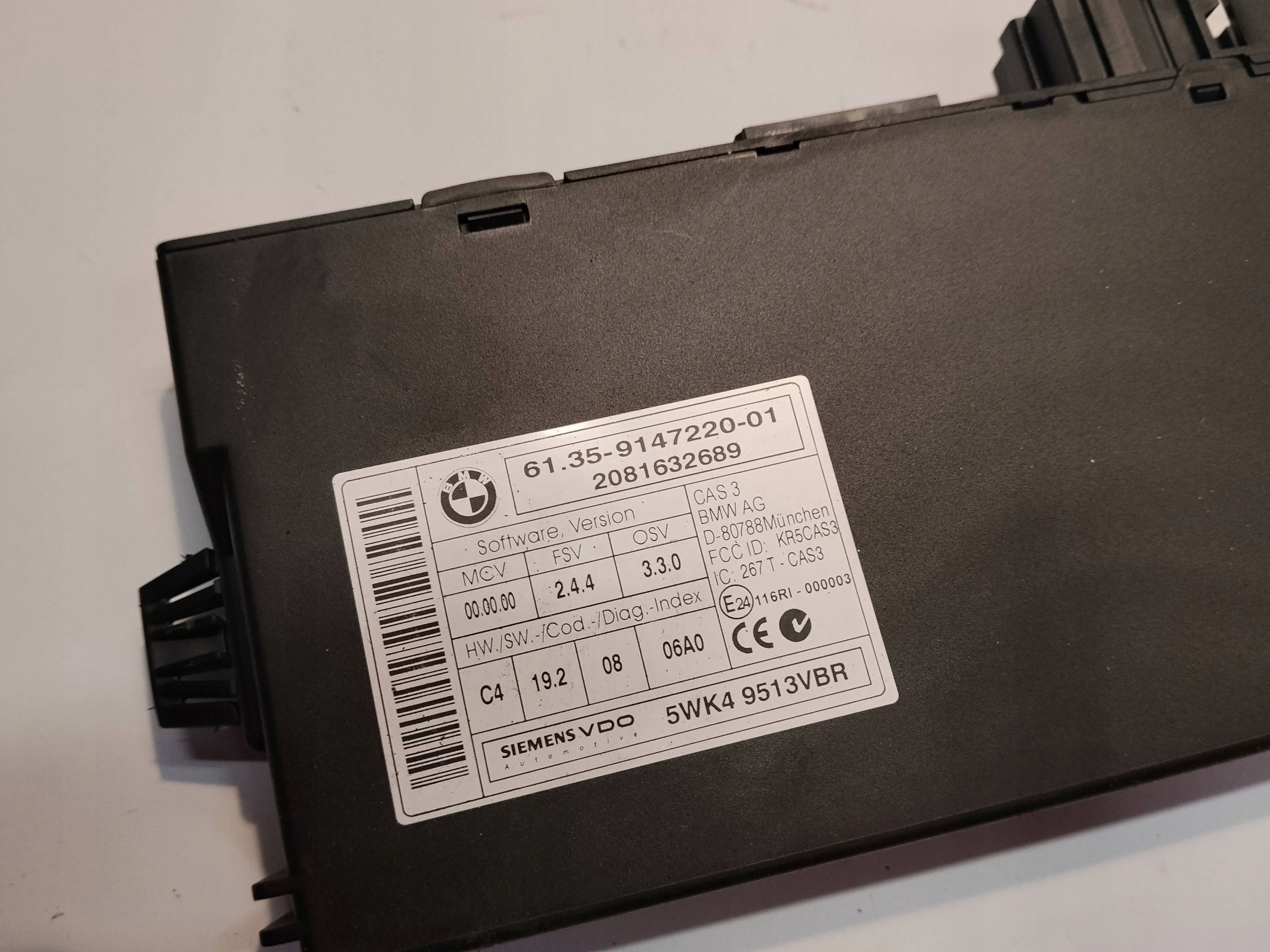 Unité de contrôle CAS BMW 3 E90 E91 9147220