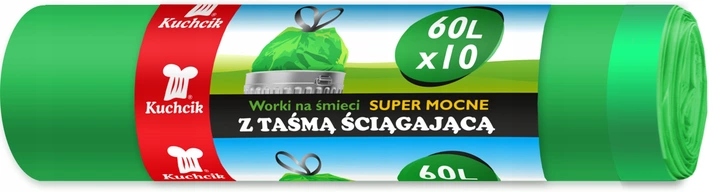 

Worki Na Odpady śmieci na rolce z taśmą 60L 10szt