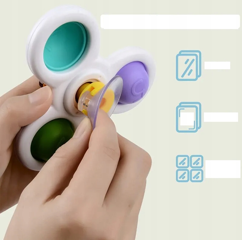 FIDGET SPINNER Z PRZYSSAWKĄ SENSORYCZNĄ KĄPIEL PREZENT GRZECHOTKA 3 SZTUKI Płeć chłopcy dziewczynki