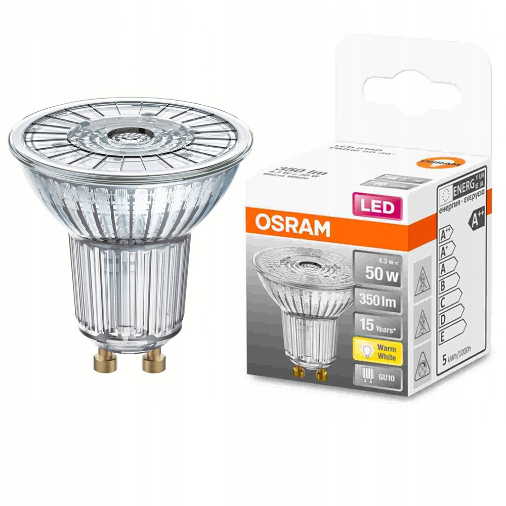 

Żarówka Led GU10 5W=50W ciepła 36st Osram szklana