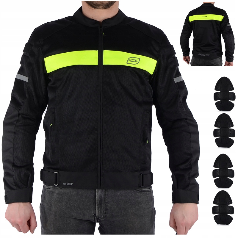 Textilná Motocyklová Bunda Ozone Dart Fluo Chrániče Sada