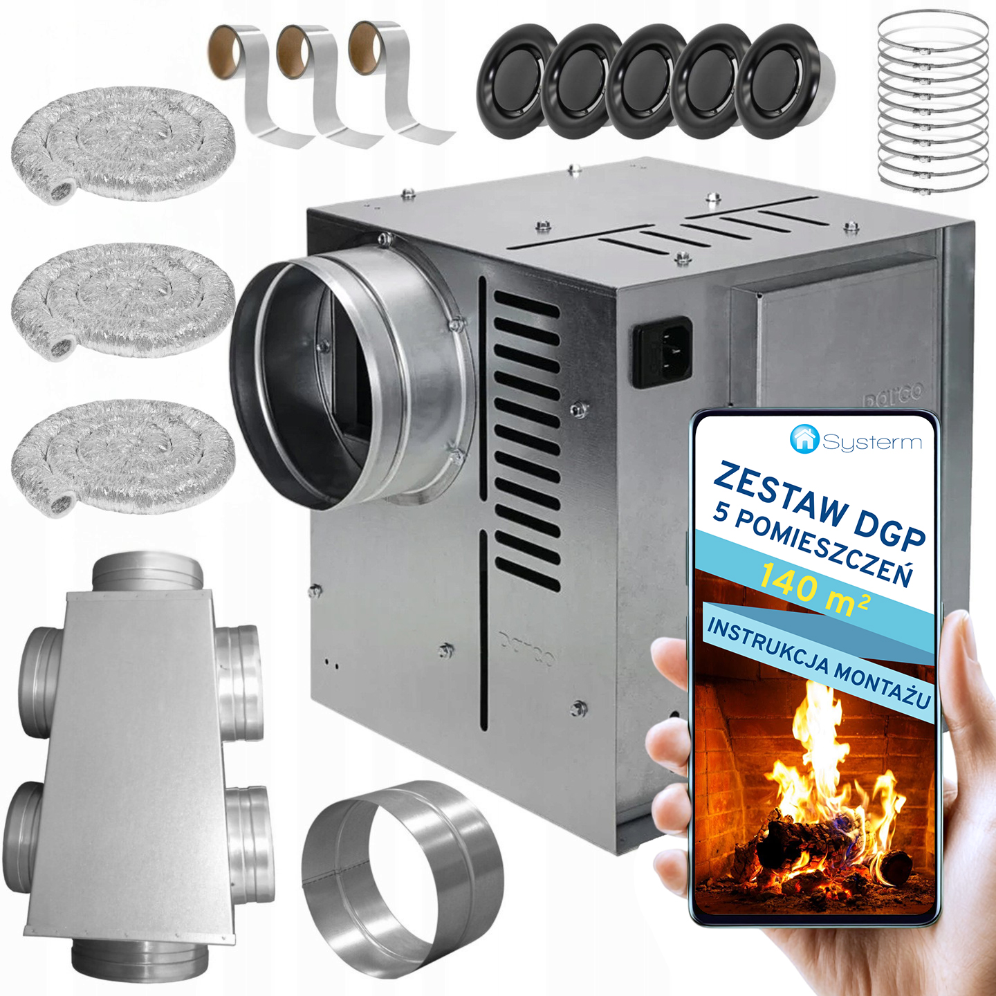 Komínová Turbína Ventilátor Komínový Set Dgp 5 miestností 140 m2