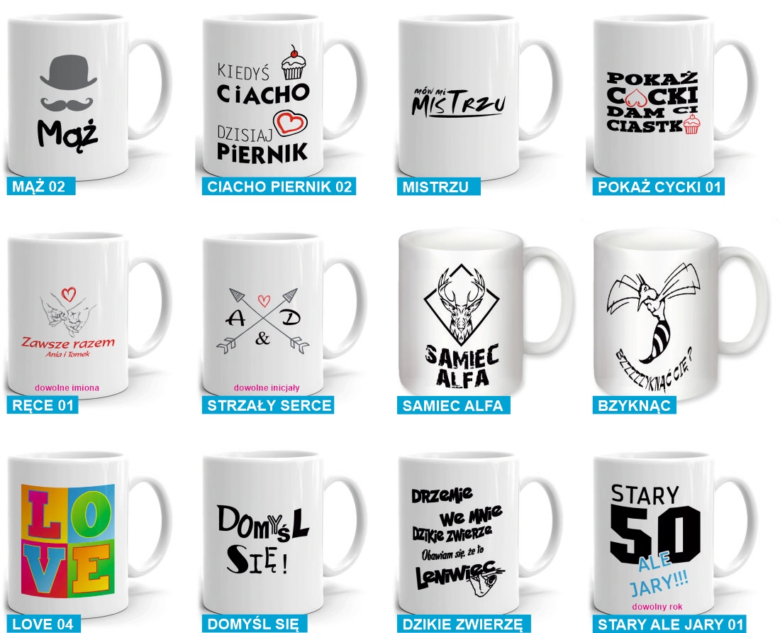 kubek z nadrukiem Dzień Chłopaka - Twój nadruk lub wiele gotowych wzorów Pojemność 330 ml