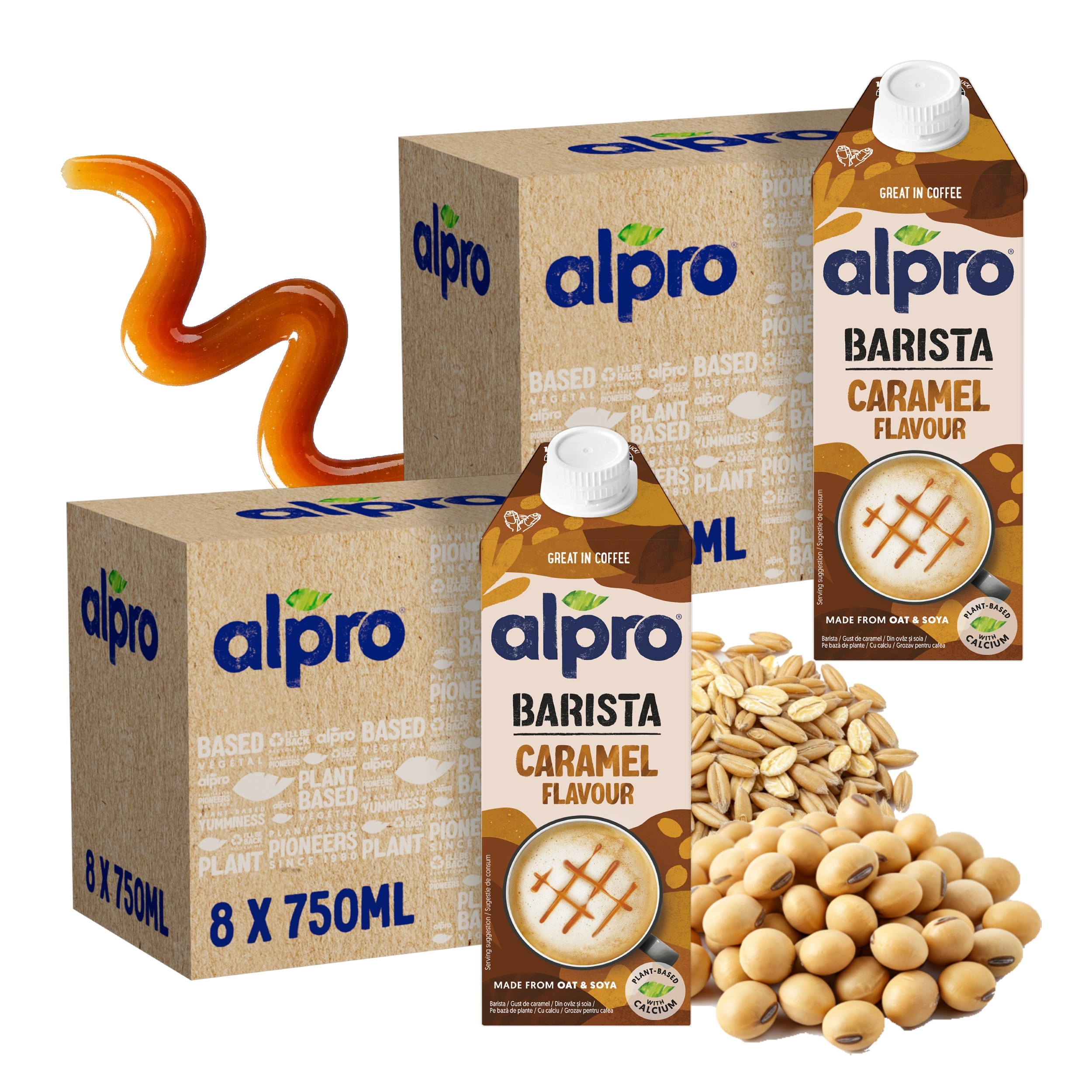 Rostlinný karamelový nápoj do kávy Alpro Barista Karamel 16x750 ml