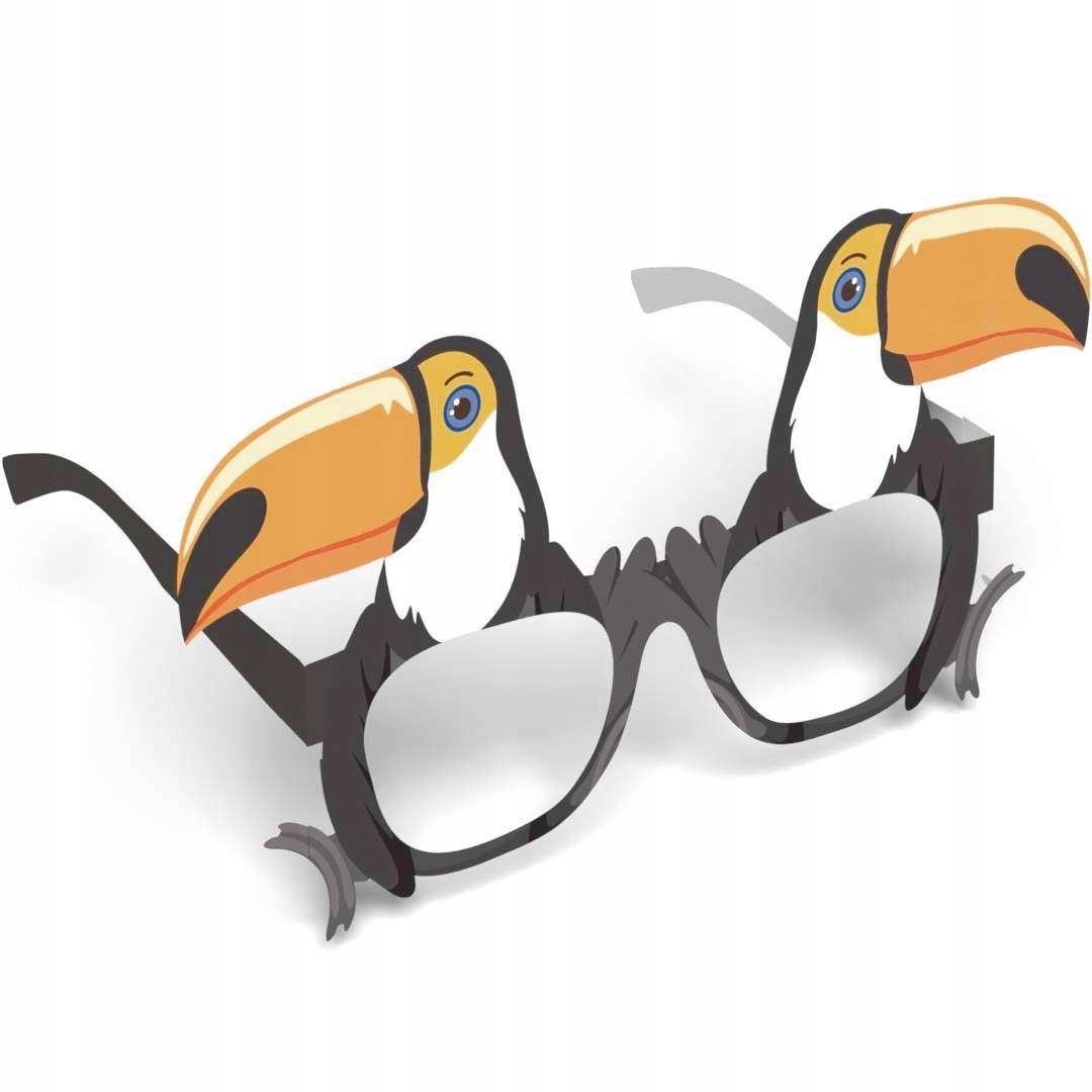 OKULARY papierowe ALOHA TUKANY hawajskie foto x6