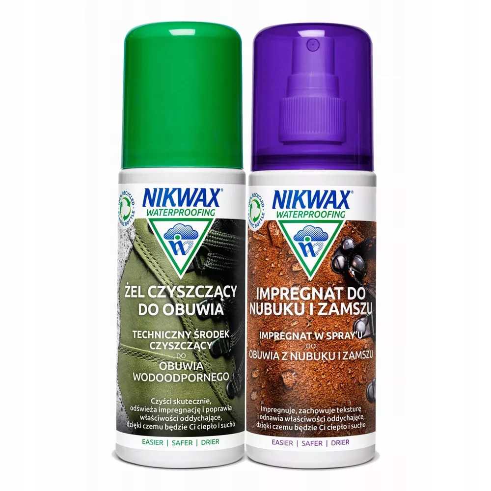 NikWax zestaw do czysczenia butów zamsz nubuk 2x125 ml impregnat