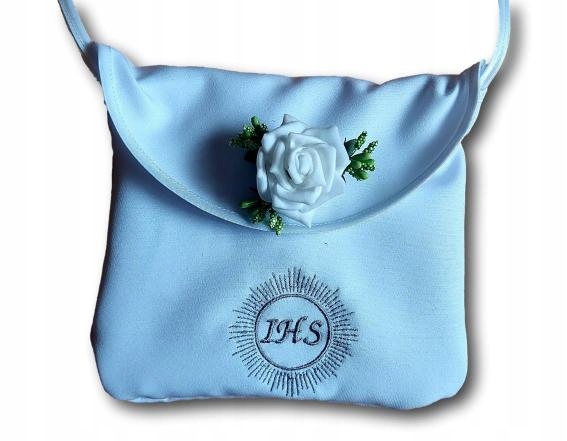 Torebka komunijna sakiewka haft kopertówka róża ArtNel biała na komunię