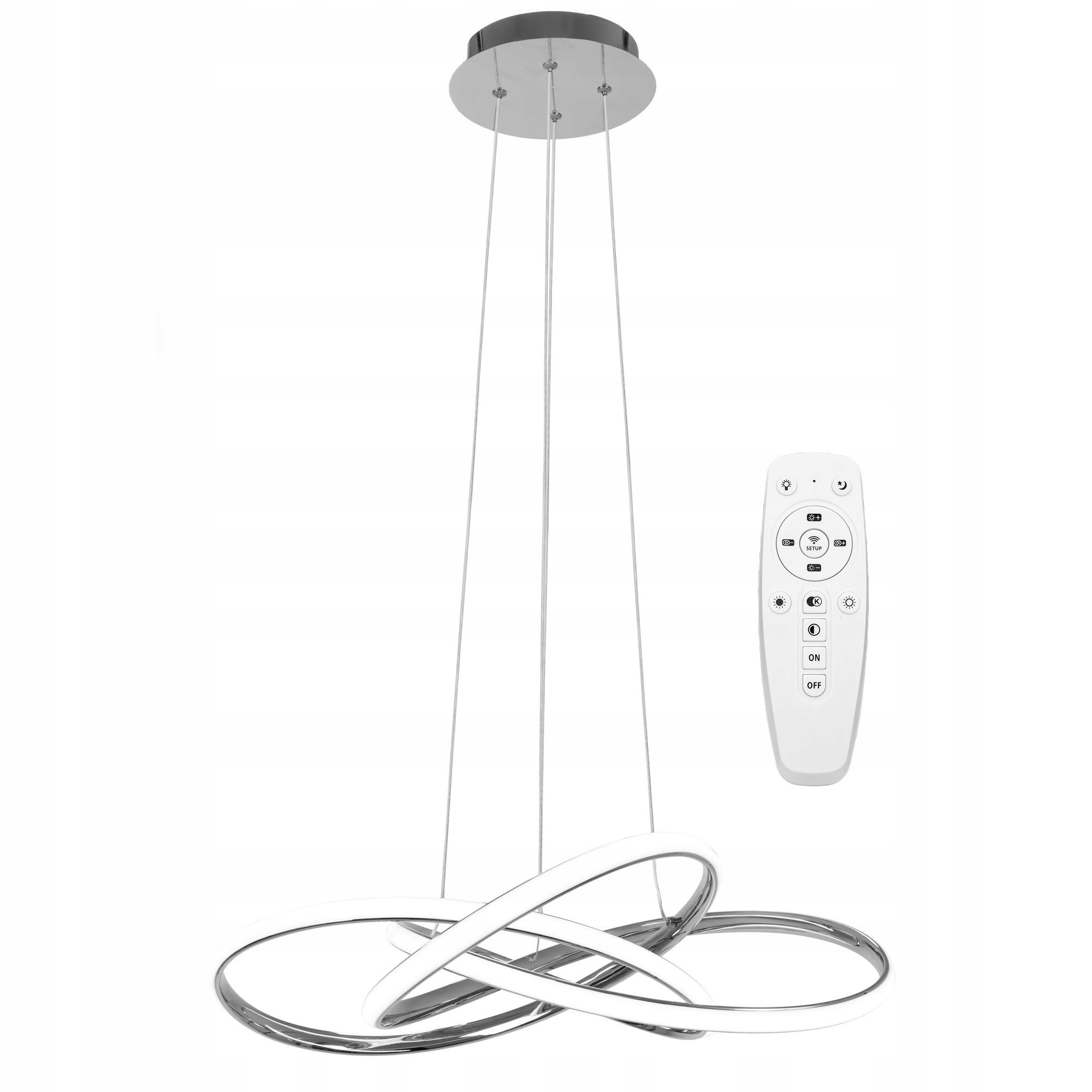Závěsná Led chromová stropní lampa s dálkovým ovládáním, nastavitelná barva Toolight