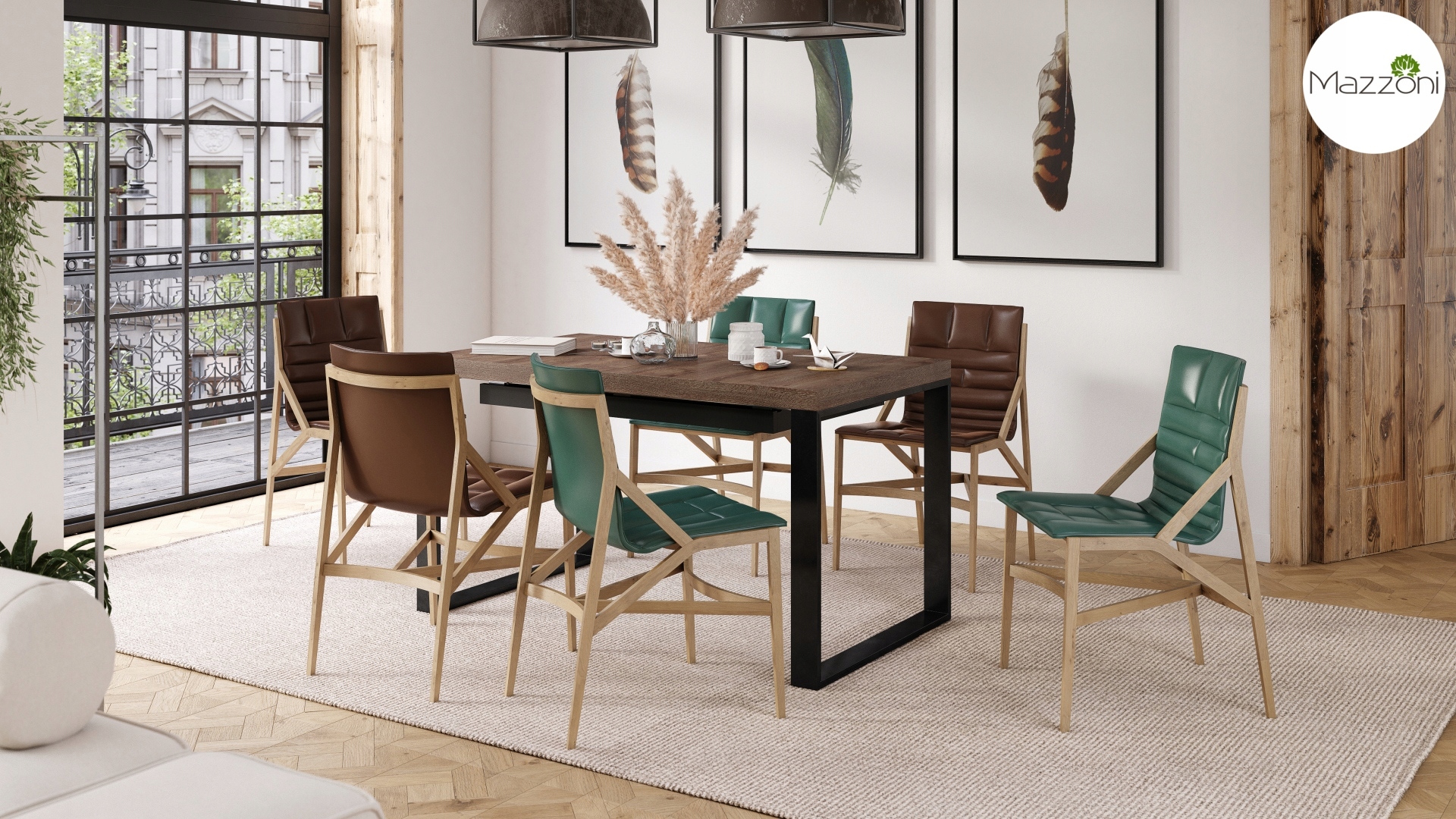 AVARI Dąb Brązowy DUŻY STÓŁ ROZKŁADANY DO 270 cm! Marka Mazzoni