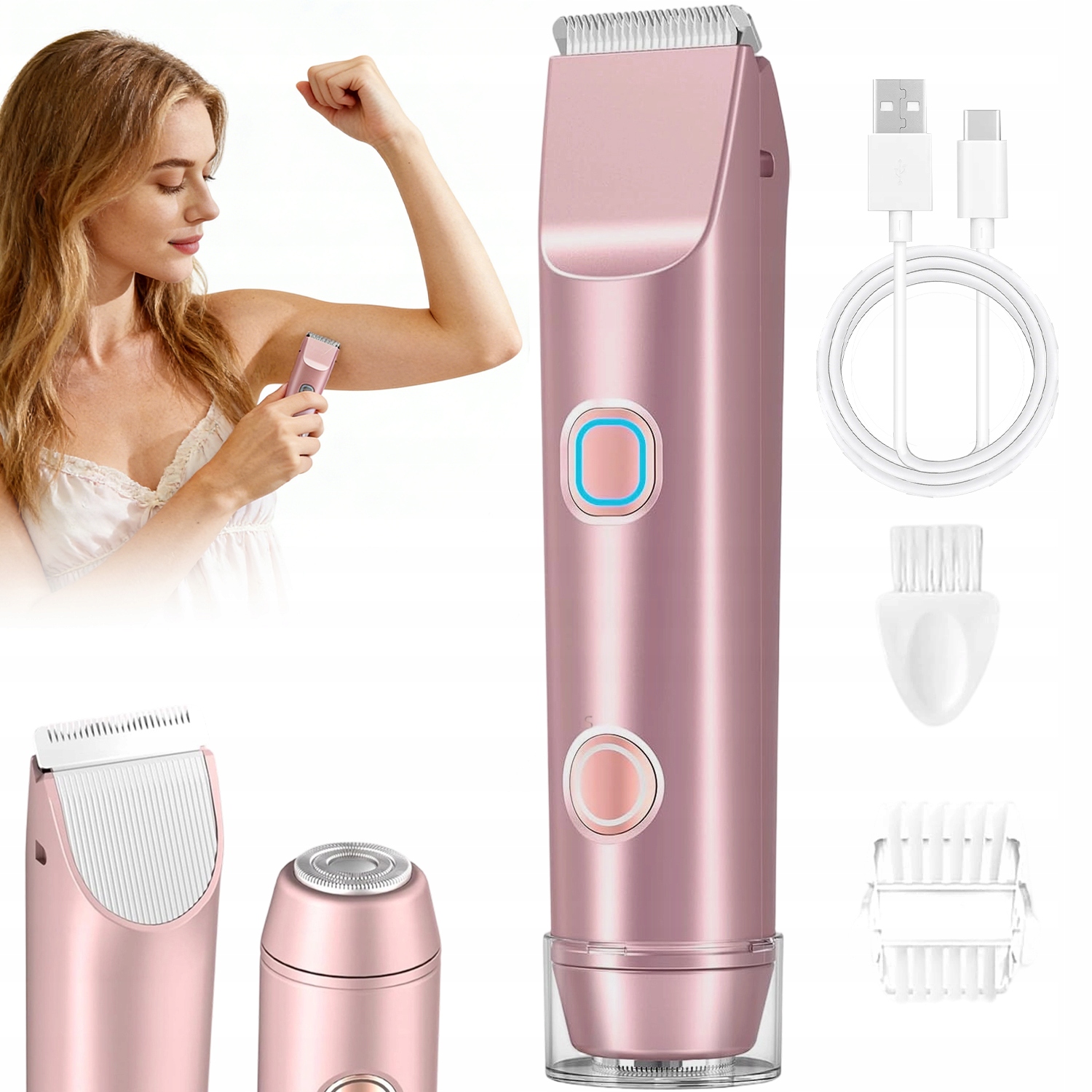 Dámský Bezdrátový Elektrický Zastřihovač Pro Bikiny, Podpaží A Nohy Usb C