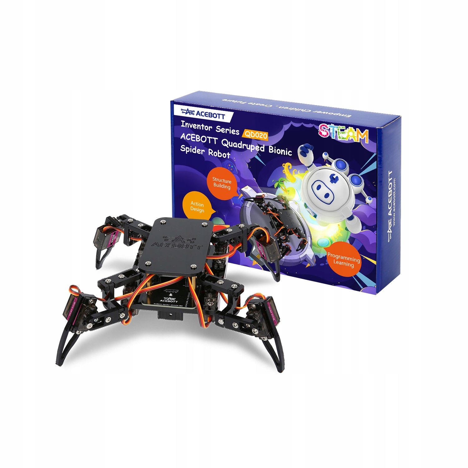 Acebott QD020 Pavoučí robot 8-DOF ESP8266 WiFi vzdělávací sada