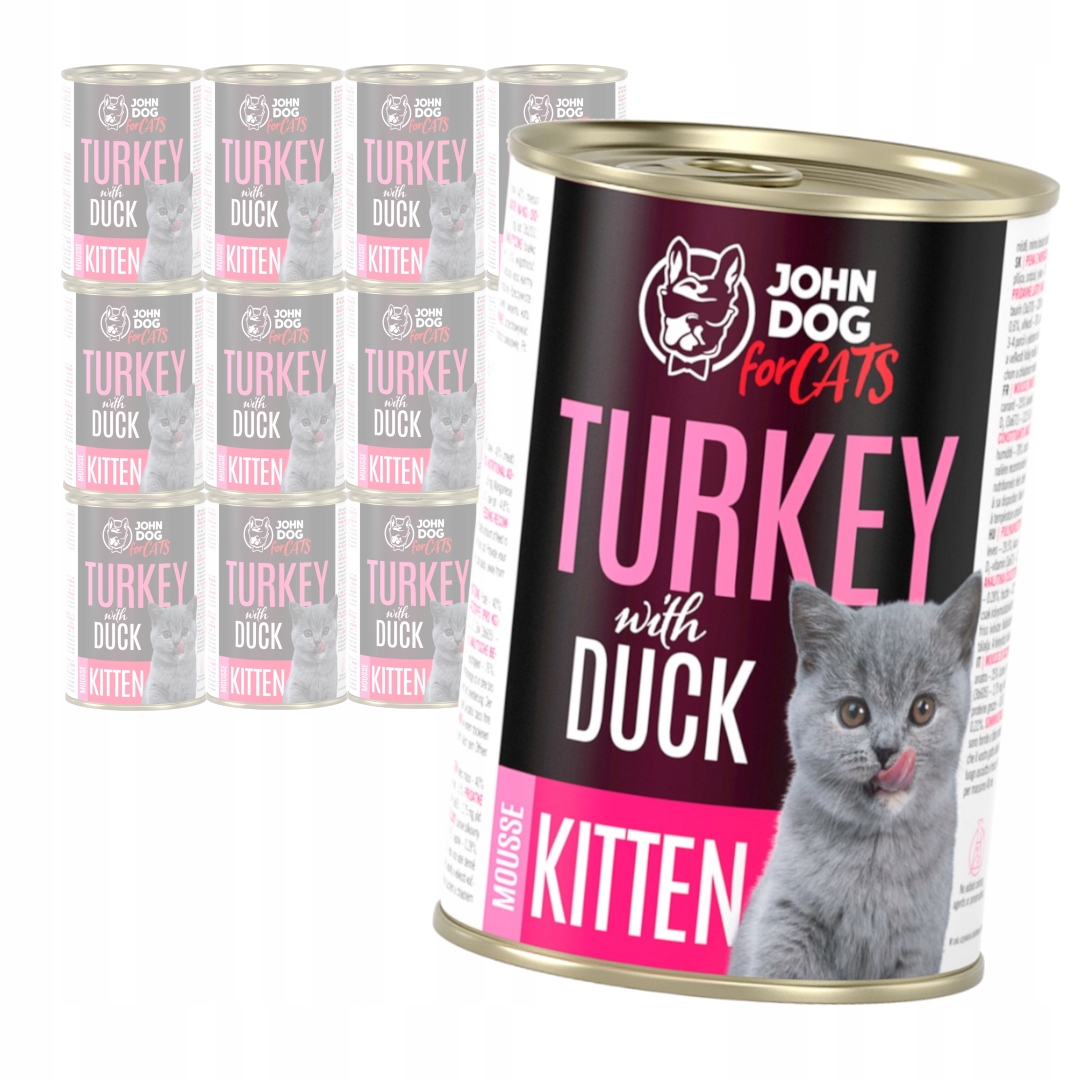 John Dog for Cats Krůta pěna s kachnou 12 x 400 g Bezobilné Vlhké Krmivo pro koťata