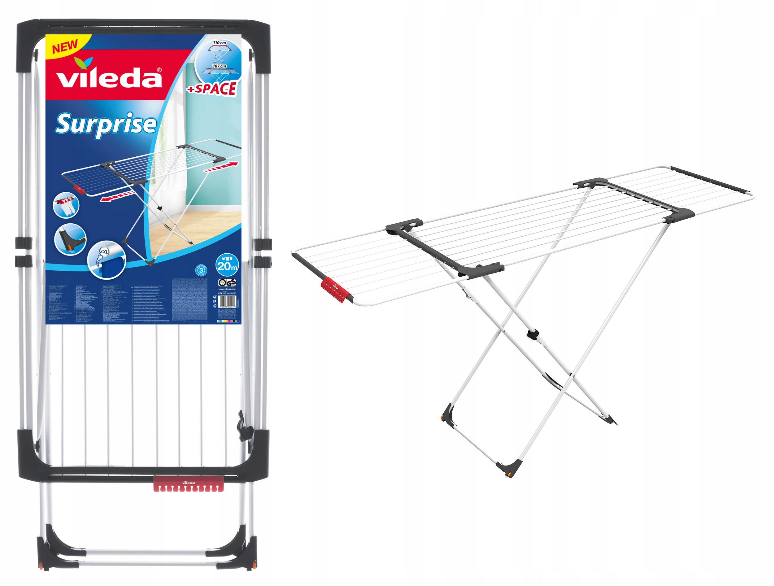 Suszarka wolnostojąca pozioma Vileda 20M 110-187 cm
