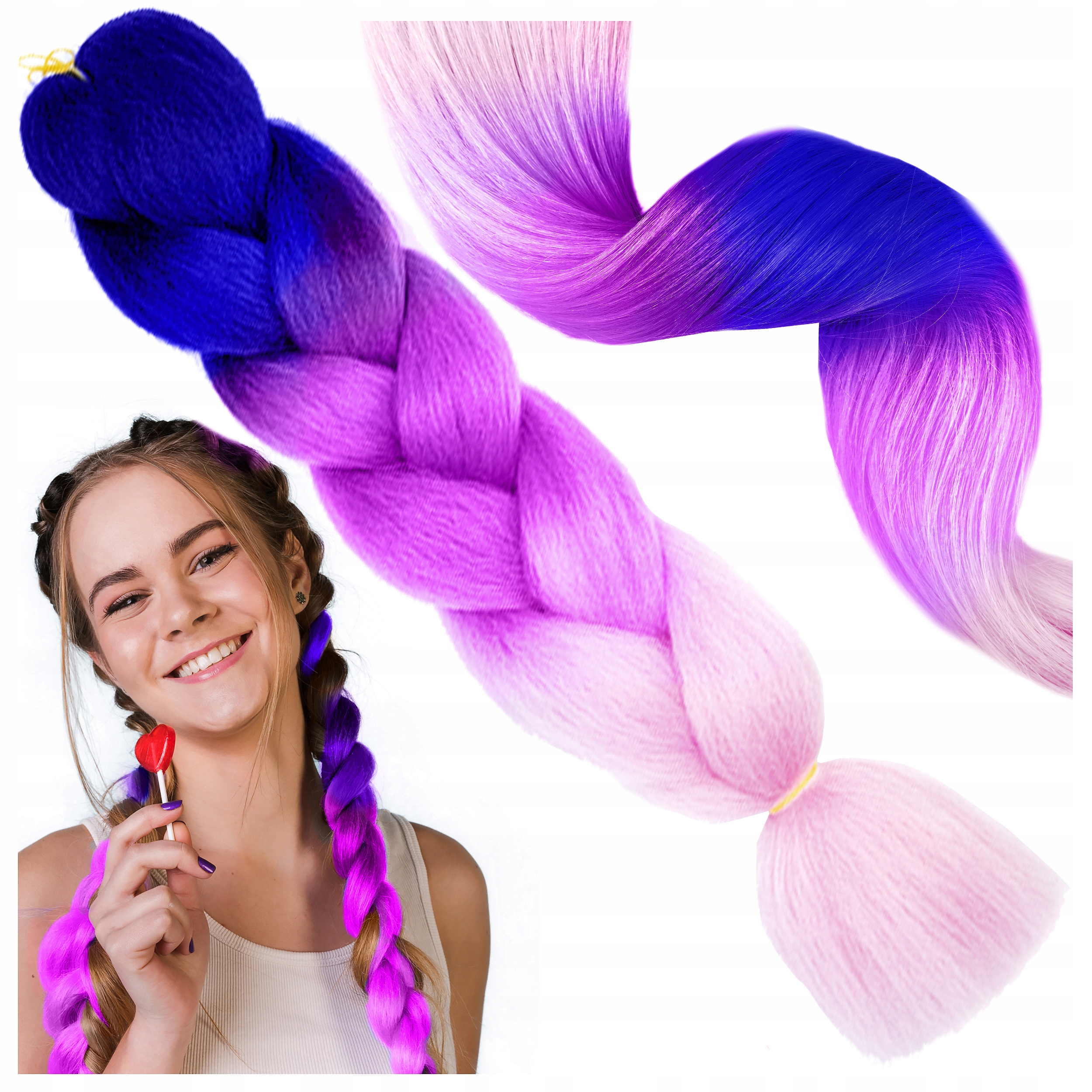 WŁOSY SYNTETYCZNE KOLOROWE DOCZEPIANE WŁOSY NA WARKOCZYKI OMBRE UNICORN