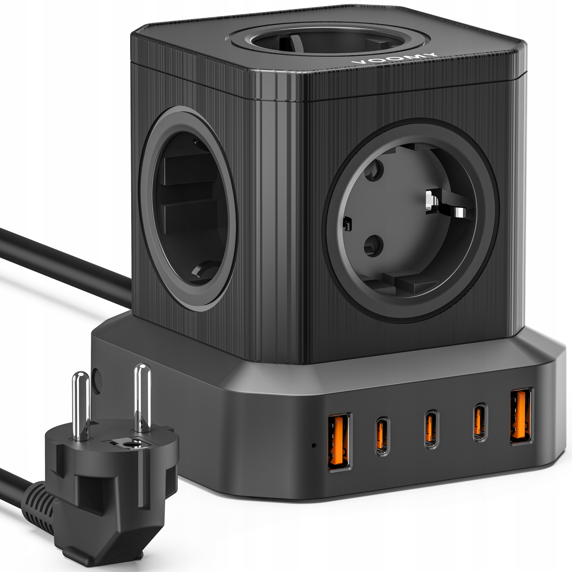 Voomy Power S100 100W Listwa Zasilająca 3 Usb-c & 2 Usb-a 4000W Czarny