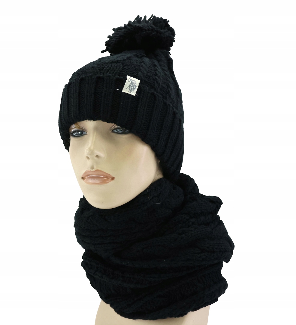 Dámská zimní sada pro mládež Čepice bambule Nákrčník Šála U.s. Polo Assn.