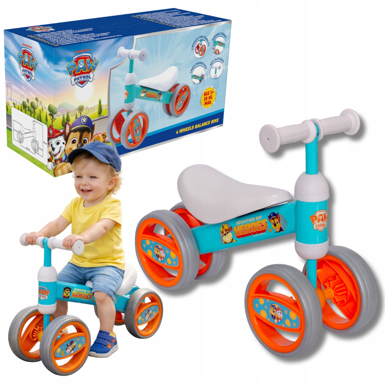 Rowerek Biegowy Psi Patrol Chase 4-kołowy Stabilny Dziecięcy
