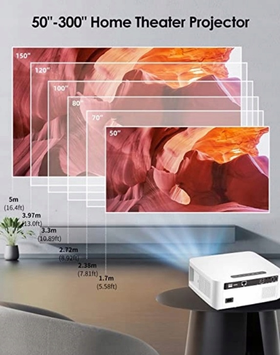 PROJEKTOR LED 15000L BT WIFI 5G FULL HD 1080P 300" FUNFLIX RD-828 Rozdzielczość podstawowa (px) 1920 x 1080