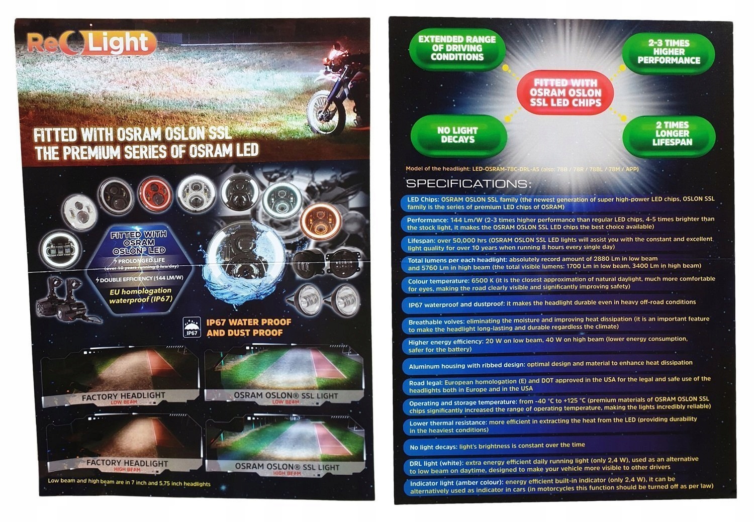 lampa LED DRL chipy OSRAM 7 reflektor niebieski Producent REC-parts