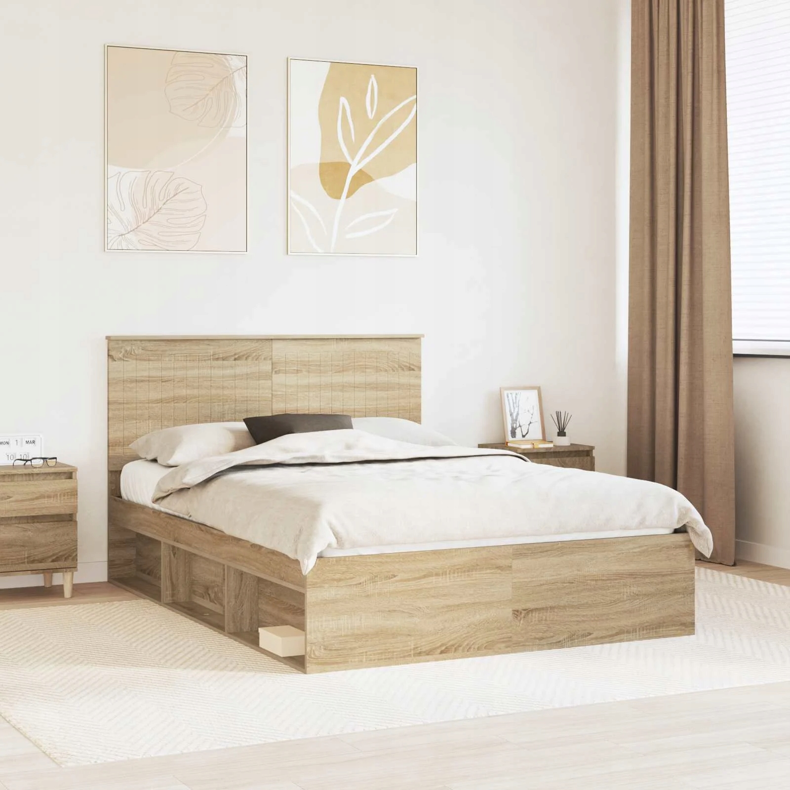 vidaXL Rám postele s čelo Sonoma 140 x 190 cm Masivní borové dřevo