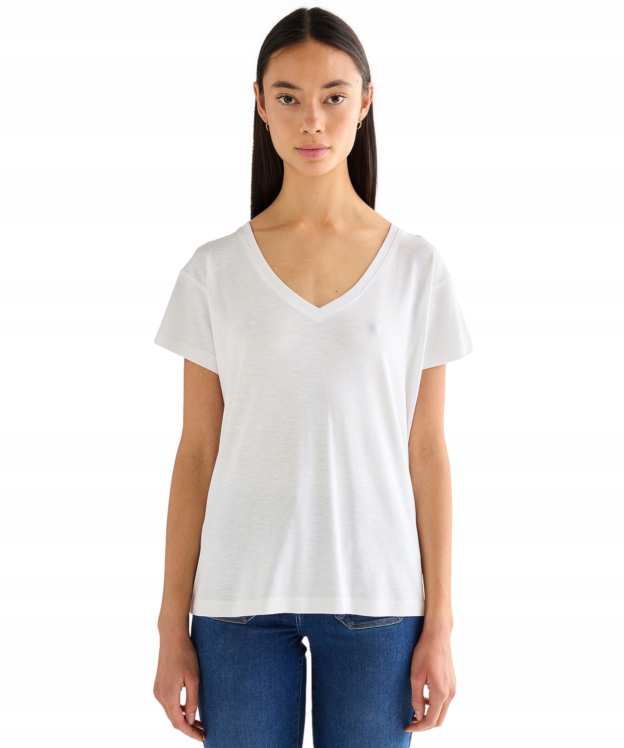 Tričko Wrangler Easy V Neck 112378066 Jasně Bílá M