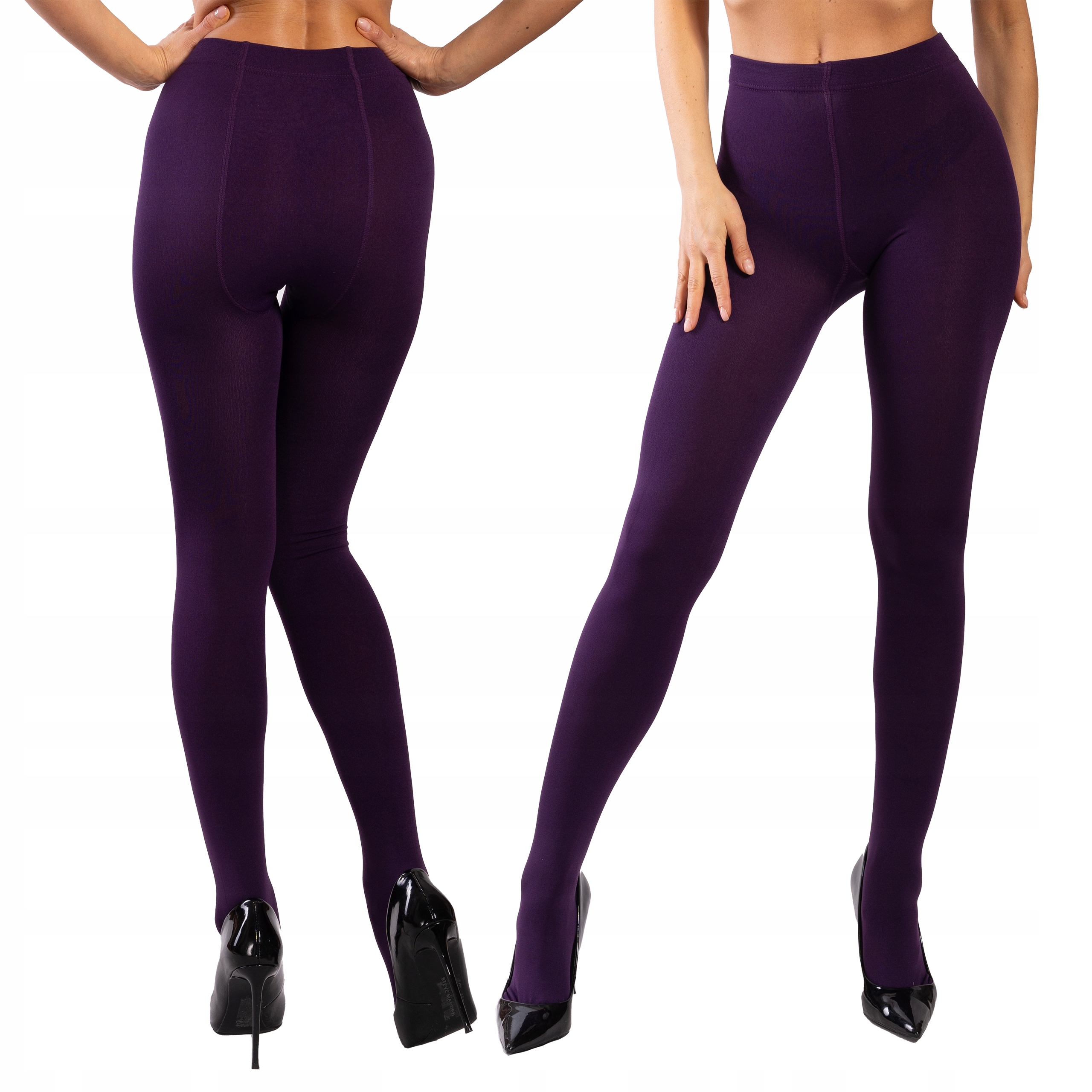 Fialové Punčocháče 330 Den Zateplené fleecem