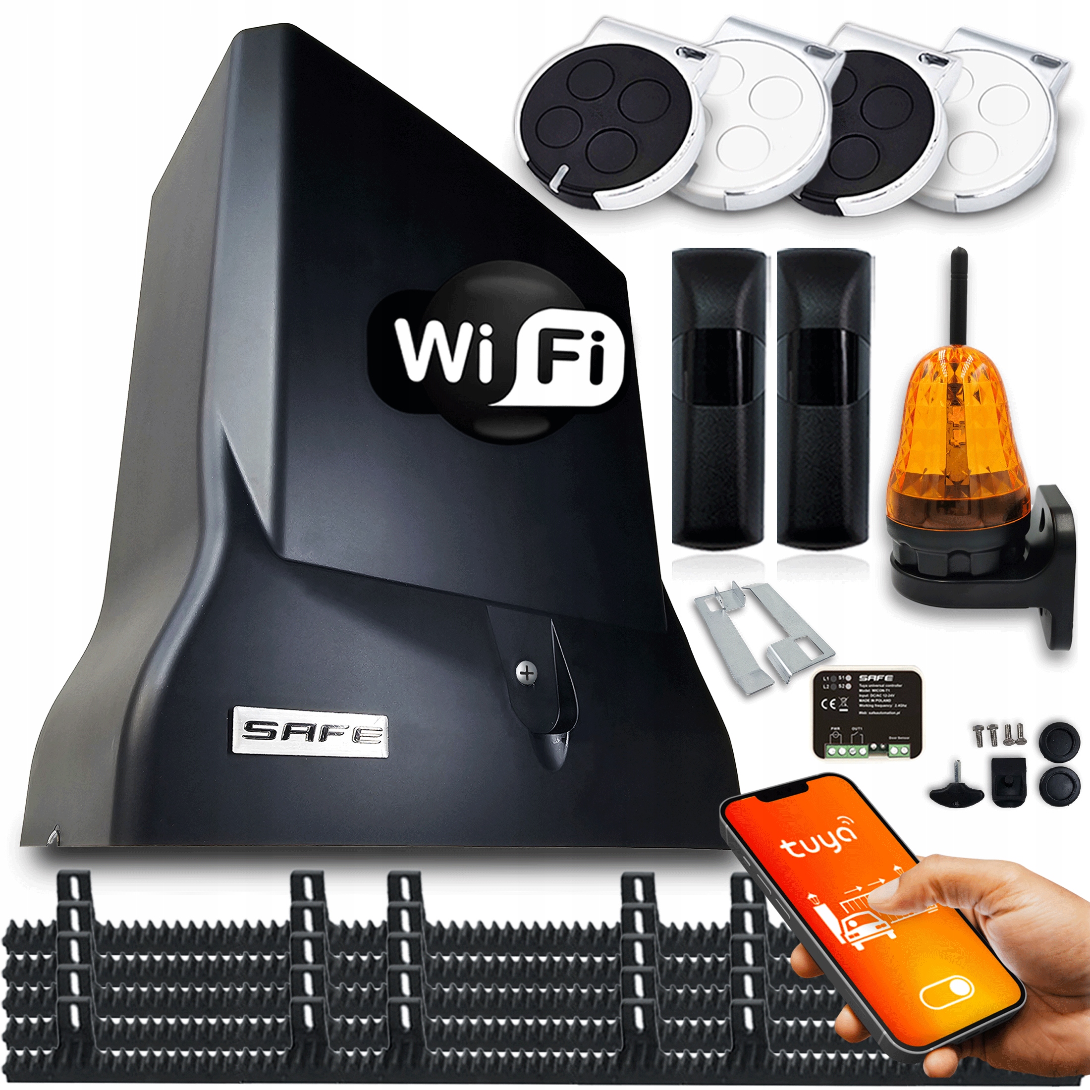 Set Pohon Posuvné Brány 800KG automat Wifi Tuya 4xpilot lampa lišty