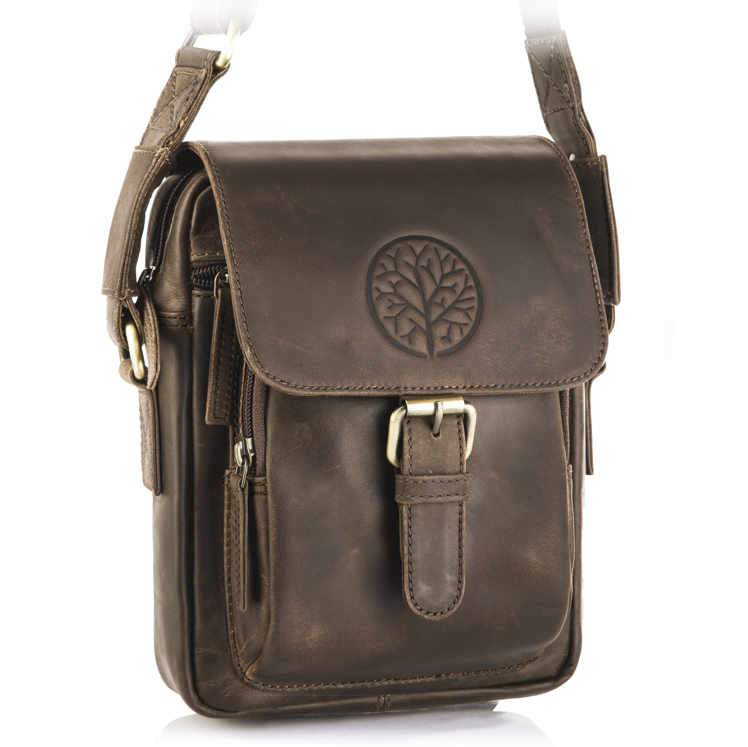 Betlewski Pánska kožená taška malá kabelka z prírodnej kože poštárka