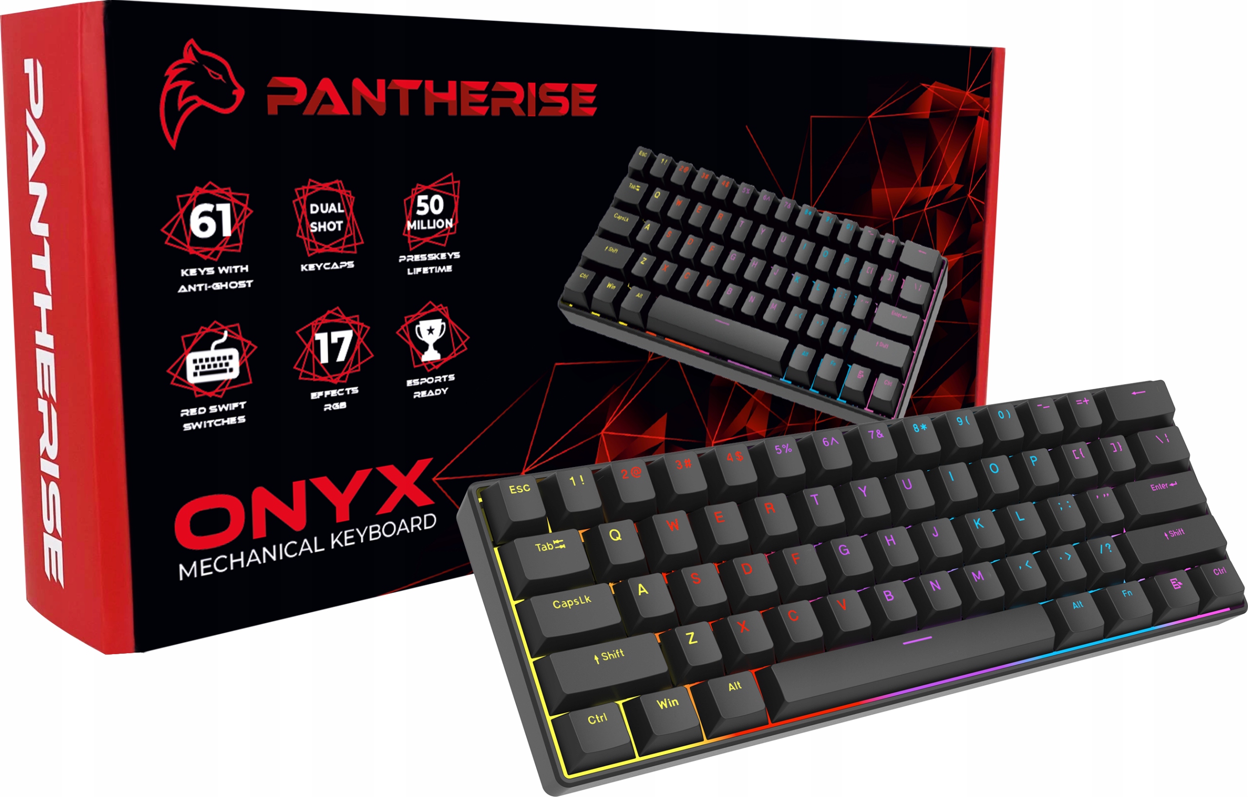 Klawiatura Mechaniczna Gamingowa Podświetlenie Led Rgb Pantherise 61 Onyx