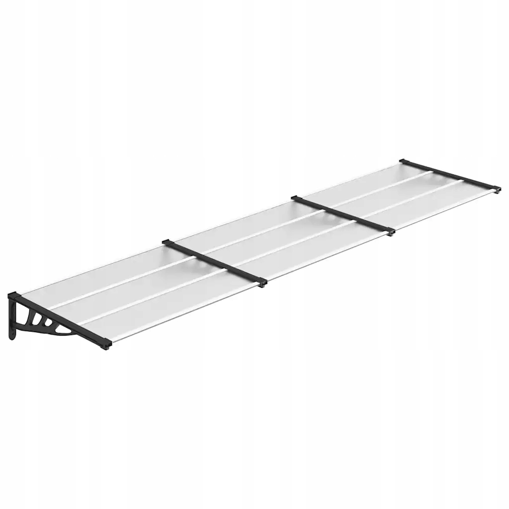 Zastřešení nad dveře z polykarbonátu a Abs, černé a průhledné, 358.5x90