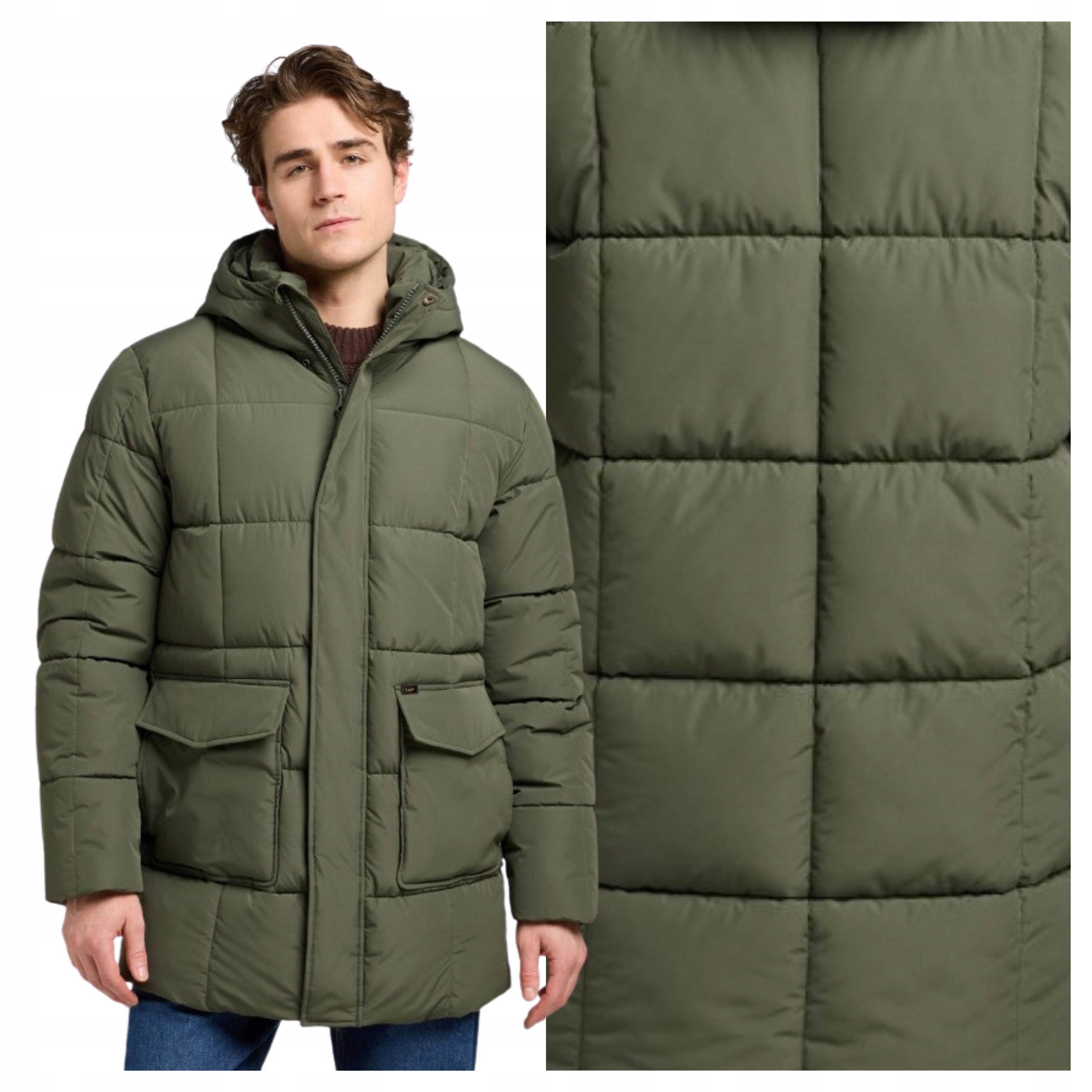 Pánská bunda Lee Mercury Puffer Jkt Olivově šedá Zimní Ležérní M