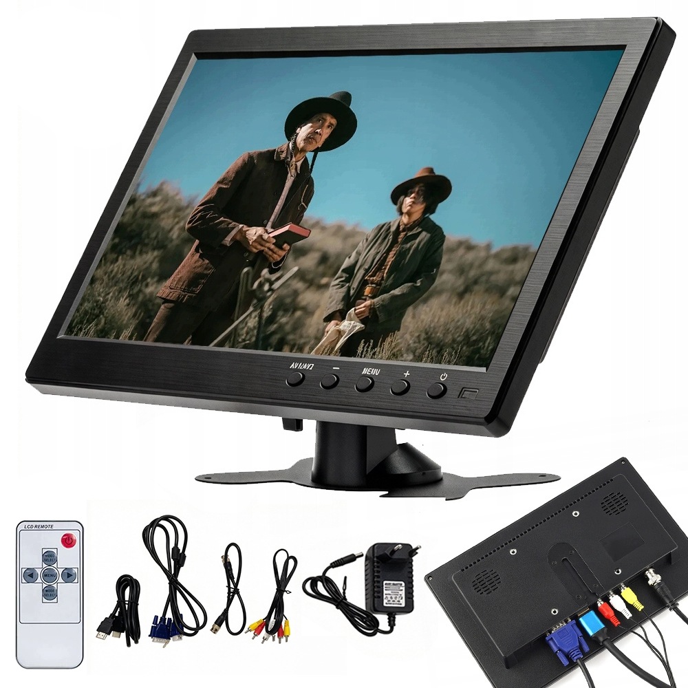 Přenosný LCD monitor 10,1" 1024 x 600 Podstavec Kabel Vga Bnc Usb Hdmi Av
