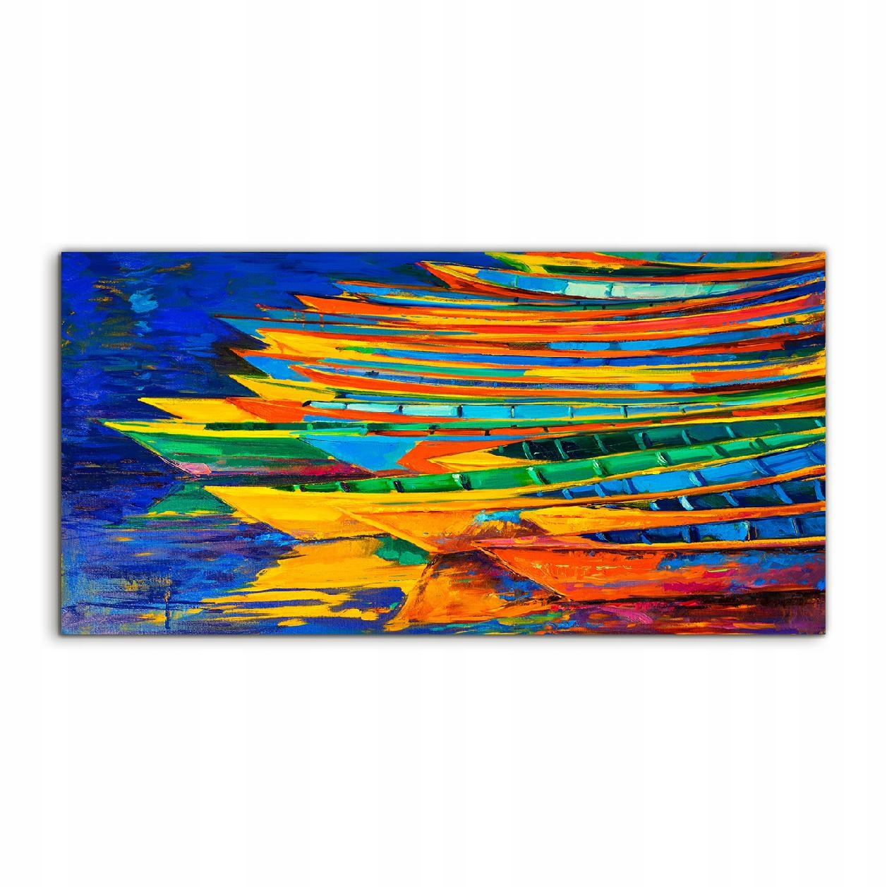 

Obraz akrylowy 100x50 z grafiką Łódka Woda Sztuka