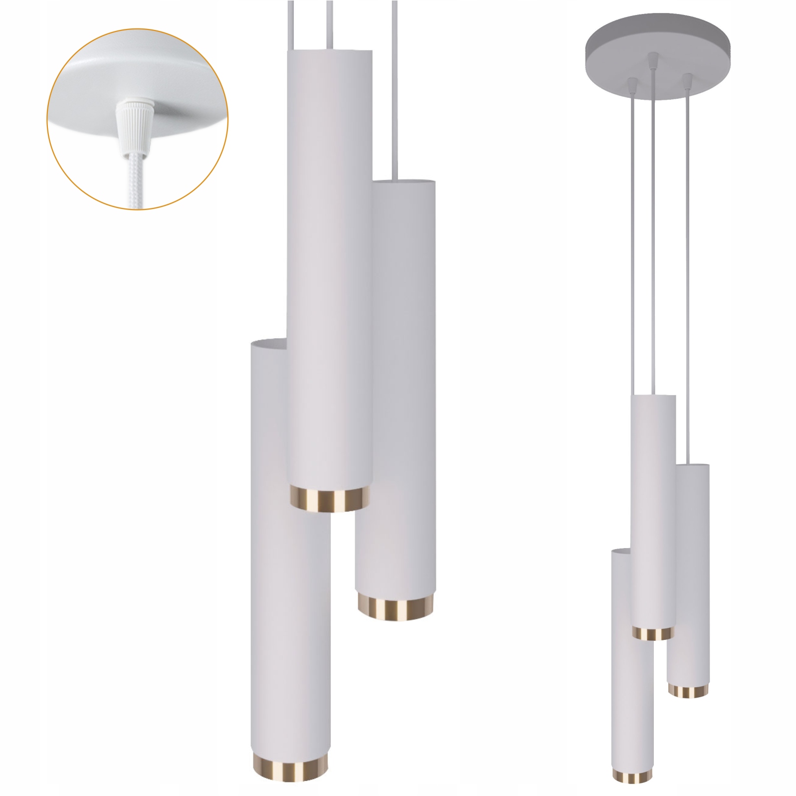 Závěsné Stropní Svítidlo Led tuba kulatá základna Zwis Spot Metal 125 cm