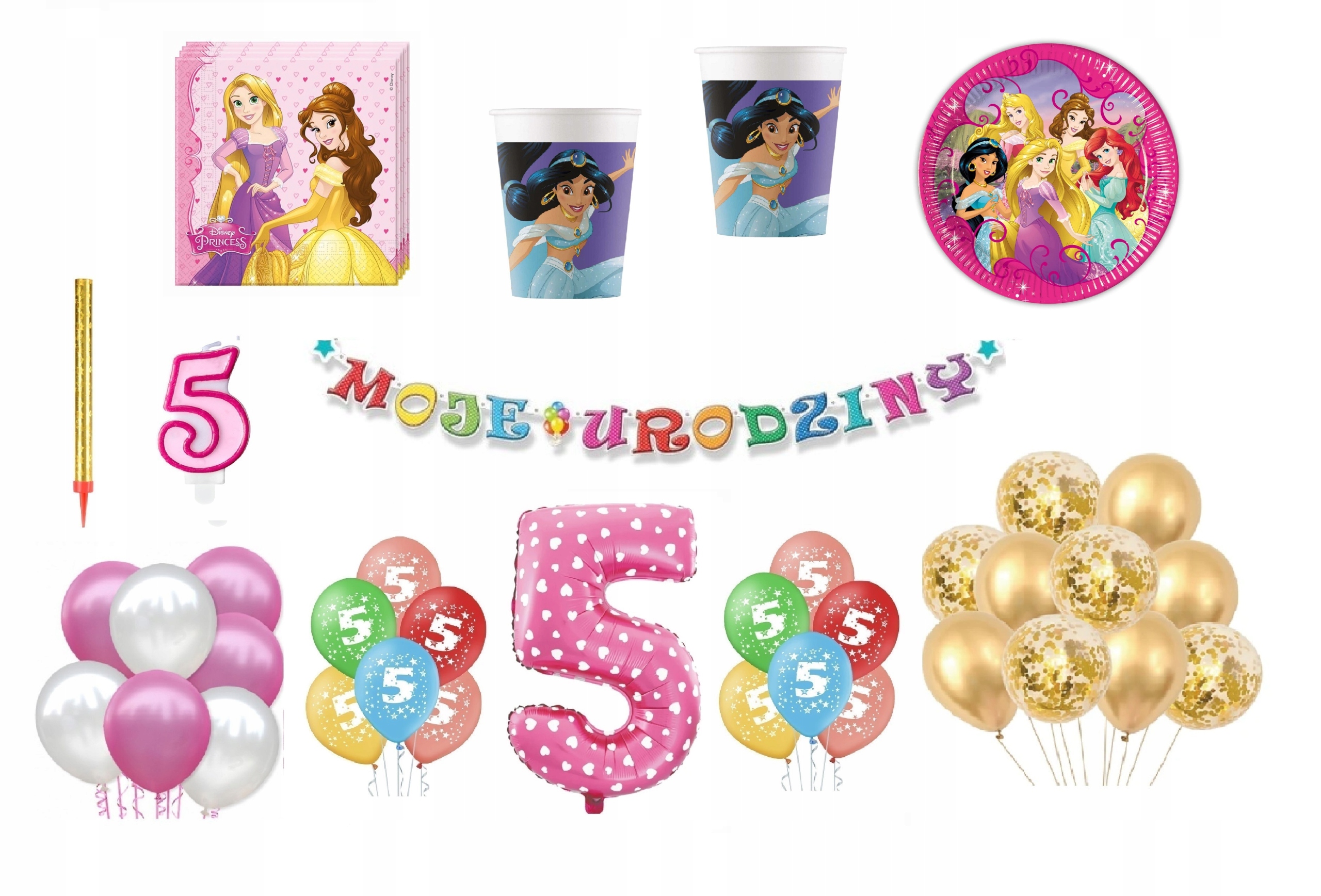 

Zestaw Księżniczka Princess 5 Urodziny Balony