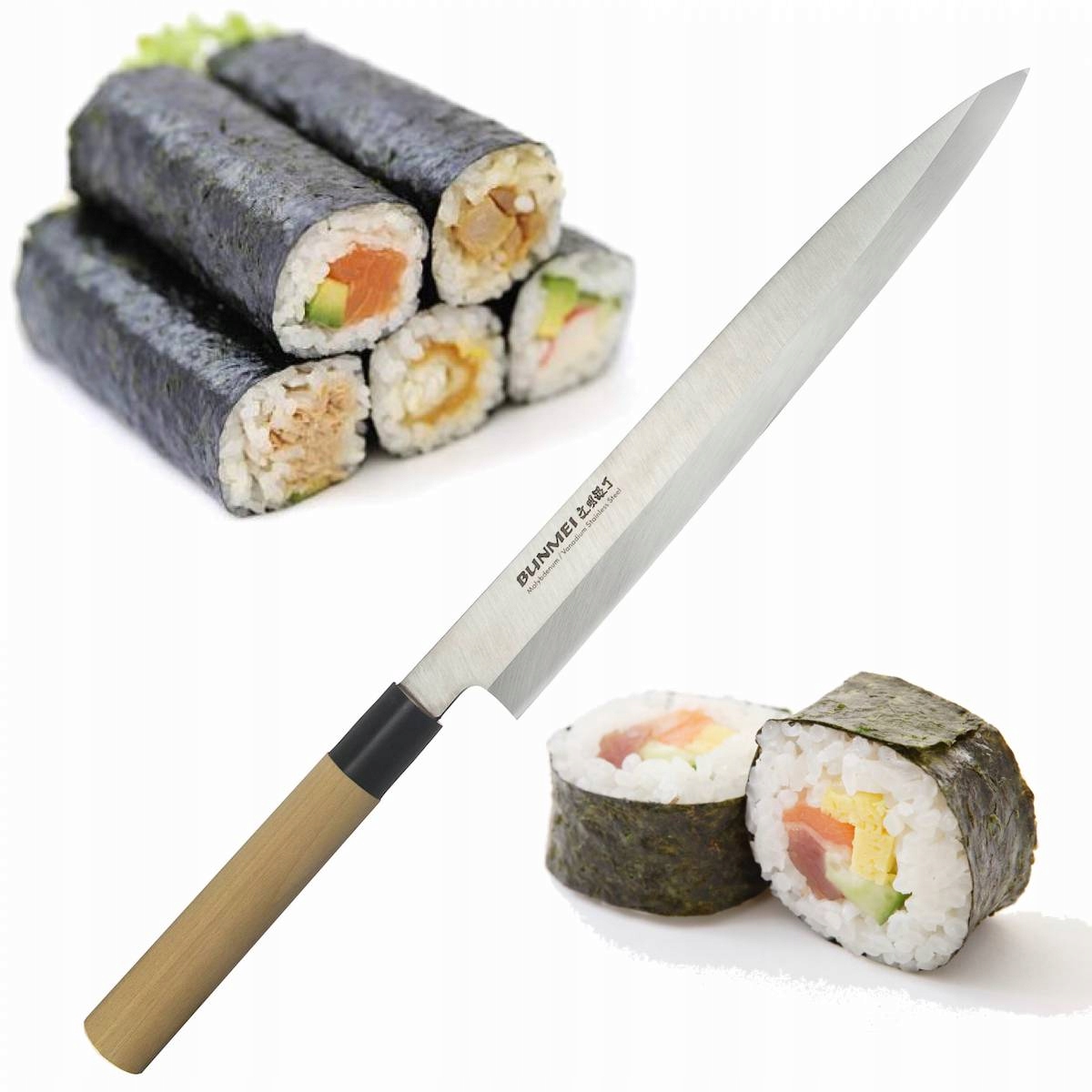 Bunmei Japonský ostrý kuchynský nôž Yanagi Sashimi na sushi Filetovanie 27 cm