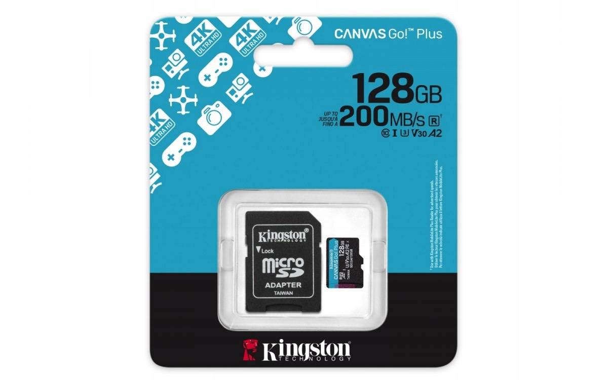 Kingston Canvas Go Plus microSD 128GB 200MB/s A2 U3 V30 Sd Raspberry Pi